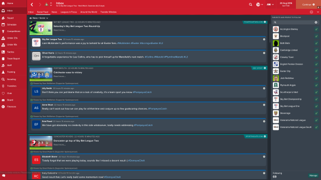 Football Manager 2017 Social Feed