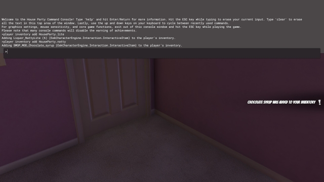 House Party Console Commands Booze Screenshot