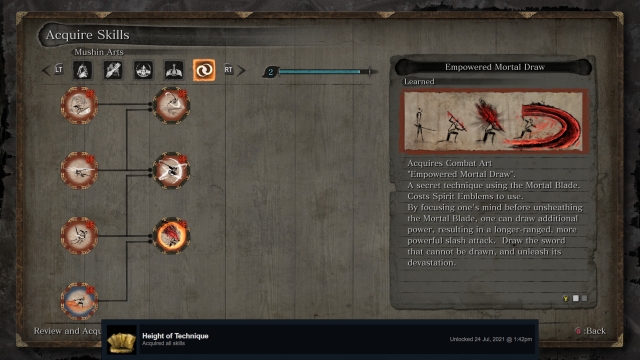 Sekiro Height of Technique Acquired All Skills Achievement Sekiro Shadows Die Twice