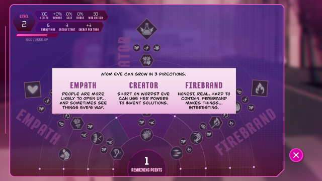 An example of the Skill Tree from Invincible Presents: Atom Eve